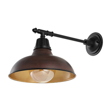 Wallace 12.25" Farmhouse Industrial Indoor/Outdoor Iron LED Victorian Arm Outdoor Sconce